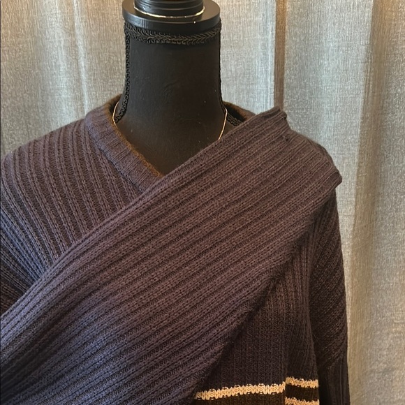 ATC V-Neck Blue Sweater with Ribbed Knit - Picture 3 of 4